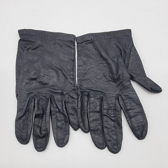 Vintage Alexette Bacmo Leather Gloves Size 7 Super Soft Black Button Close - Picture 4 of 6